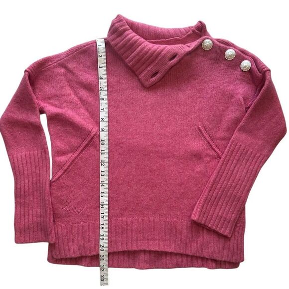 Zadig & Voltaire Alma Cashmere Turtleneck Knit Sweater Pink Buttons Thumbholes - Picture 8 of 13